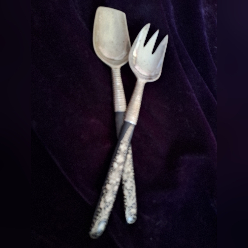 Silver and Black Serving Utensils
